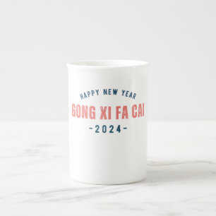 Gelukkig Nieuwjaar 2024 in Chinese woorden Porselein Kop