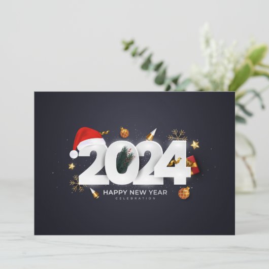 Gelukkig nieuwjaar 2024 kaart (Staand voorkant)