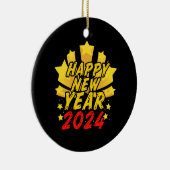 Gelukkig nieuwjaar 2024 keramisch ornament (Rechts)