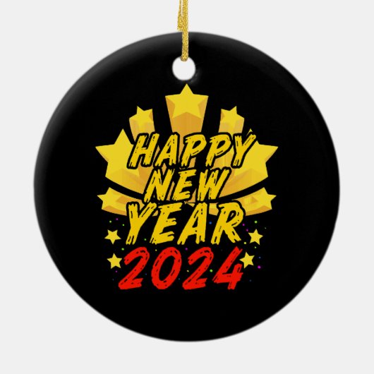 Gelukkig nieuwjaar 2024 keramisch ornament (Achterkant)