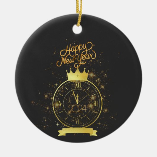 Gelukkig nieuwjaar 2024 keramisch ornament (Voorkant)