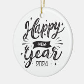 Gelukkig nieuwjaar 2024 keramisch ornament (Links)