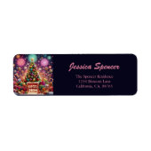 Gelukkig Nieuwjaar 2024 Kerstboom retour adres Etiket (Voorkant)