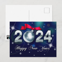 Gelukkig Nieuwjaar 2024. Kerstmis Bauble Vakantie Briefkaart