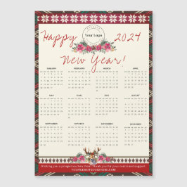 Gelukkig Nieuwjaar 2024 Magnetische Kalender Aange