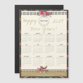 Gelukkig Nieuwjaar 2024 Magnetische Kalender Aange (Voorkant / Achterkant)