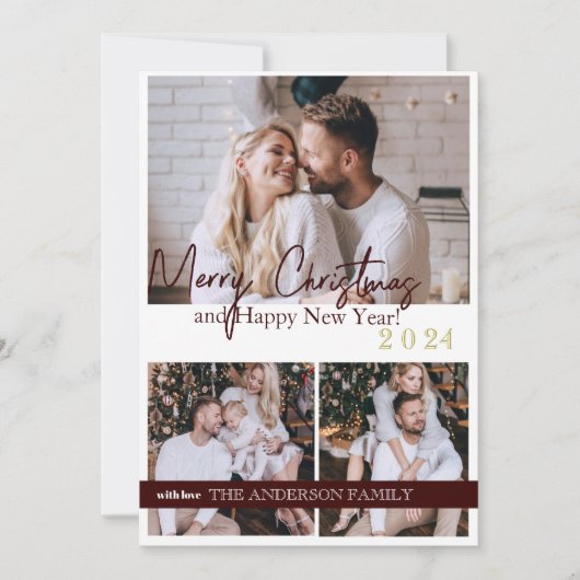 Gelukkig Nieuwjaar 2024 Modern Script Vakantie Kaa Kaart (Voorkant)