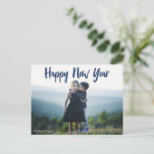 Gelukkig Nieuwjaar 2024 Moderne Blauwe Typografie  Briefkaart (Staand voorkant)