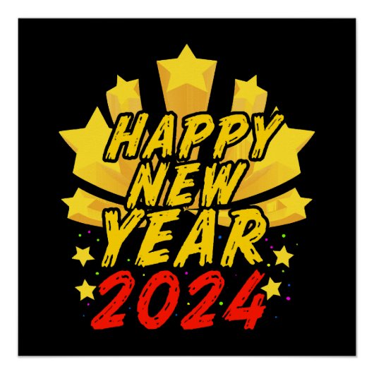 Gelukkig nieuwjaar 2024 perfect poster (Voorkant)