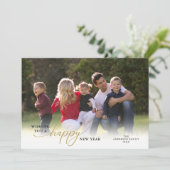 Gelukkig Nieuwjaar 2024 Photo Gold Script Feestdagenkaart (Staand voorkant)