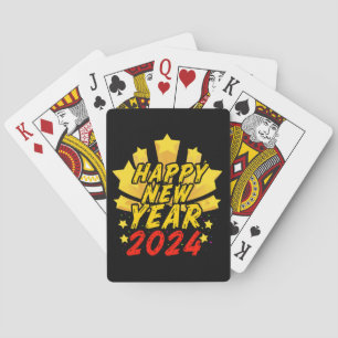 Gelukkig nieuwjaar 2024 pokerkaarten