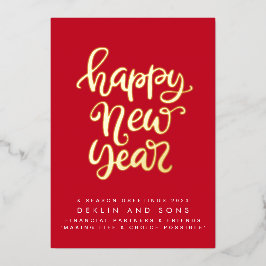 GELUKKIG NIEUWJAAR 2024 | Red Custom Business Gold Folie Feestdagenkaart