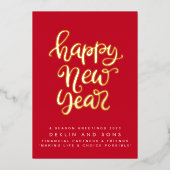 GELUKKIG NIEUWJAAR 2024 | Red Custom Business Gold Folie Feestdagenkaart (Voorkant)