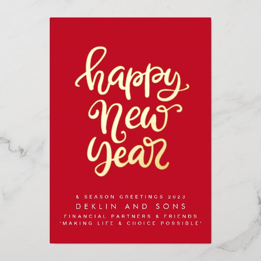 GELUKKIG NIEUWJAAR 2024 | Red Custom Business Gold Folie Feestdagenkaart (Voorkant)