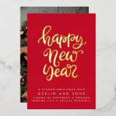 GELUKKIG NIEUWJAAR 2024 | Red Custom Business Gold Folie Feestdagenkaart (Voorkant / Achterkant)