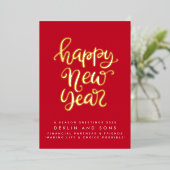 GELUKKIG NIEUWJAAR 2024 | Red Custom Business Gold Folie Feestdagenkaart (Staand Voorkant)