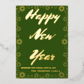 Gelukkig Nieuwjaar 2024 Retro Groene Lint Folie Feestdagenkaart (Voorkant)