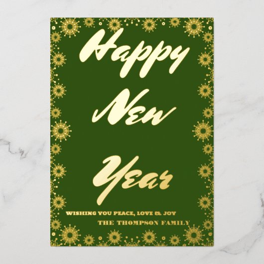 Gelukkig Nieuwjaar 2024 Retro Groene Lint Folie Feestdagenkaart (Voorkant)