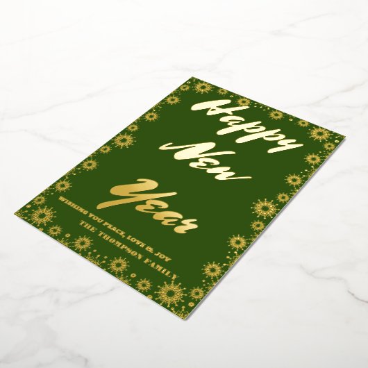 Gelukkig Nieuwjaar 2024 Retro Groene Lint Folie Feestdagenkaart (Gedraaid)