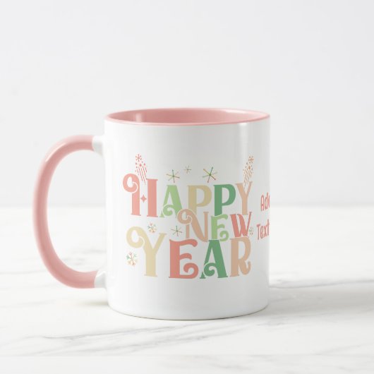 Gelukkig Nieuwjaar 2024 Retro Kleurrijke Partij 20 Mok (Links)