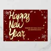 Gelukkig Nieuwjaar 2024 Retro Rode Lint Folie Feestdagenkaart (Voorkant)