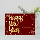 Gelukkig Nieuwjaar 2024 Retro Rode Lint Folie Feestdagenkaart (Staand Voorkant)
