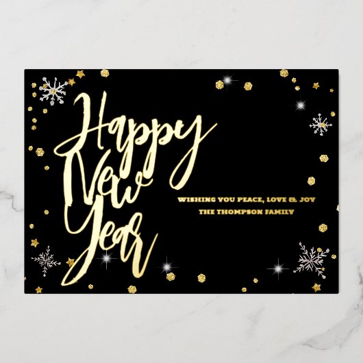 Gelukkig Nieuwjaar 2024 Retro rood lint Folie Feestdagenkaart (Voorkant)