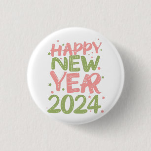 Gelukkig nieuwjaar 2024 ronde button 3,2 cm