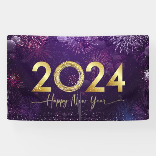 Gelukkig nieuwjaar 2024 spandoek (Horizontaal)