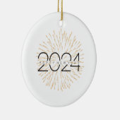 Gelukkig Nieuwjaar 2024 sprankelende festiviteiten Keramisch Ornament (Rechts)