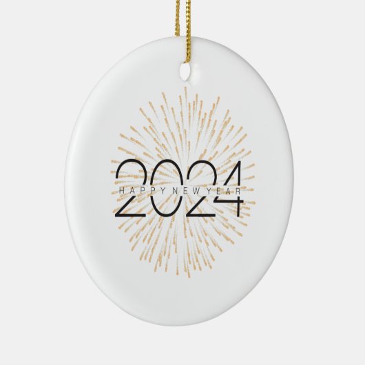 Gelukkig Nieuwjaar 2024 sprankelende festiviteiten Keramisch Ornament (Rechts)