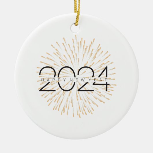 Gelukkig Nieuwjaar 2024 sprankelende festiviteiten Keramisch Ornament (Voorkant)
