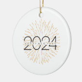 Gelukkig Nieuwjaar 2024 sprankelende festiviteiten Keramisch Ornament (Links)