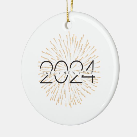 Gelukkig Nieuwjaar 2024 sprankelende festiviteiten Keramisch Ornament (Links)
