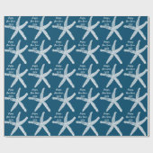 Gelukkig Nieuwjaar 2024 Starfish Ocean Blue Trendy Cadeaupapier (Vlak)