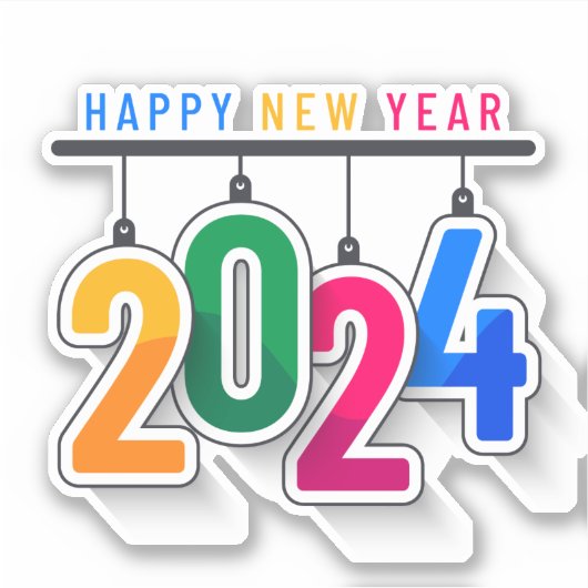 Gelukkig nieuwjaar 2024 sticker (Voorkant)