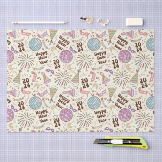 Gelukkig nieuwjaar 2024 tissuepapier (Craft)