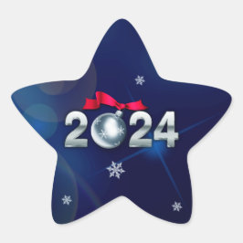 Gelukkig Nieuwjaar 2024. Vakantiecadeau Ster Sticker