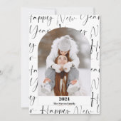 Gelukkig Nieuwjaar 2024 vet script 4 foto's zwart Feestdagenkaart (Voorkant)