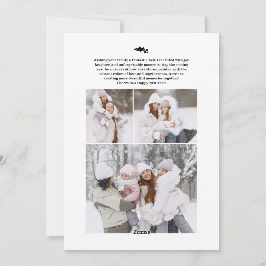 Gelukkig Nieuwjaar 2024 vet script 4 foto's zwart Feestdagenkaart (Achterkant)