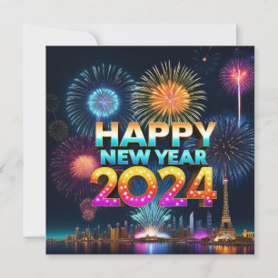 Gelukkig Nieuwjaar 2024 vlakke kaart