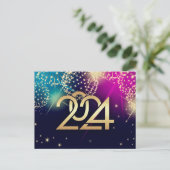 Gelukkig Nieuwjaar 2024. vuurwerk Briefkaart (Staand voorkant)