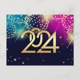 Gelukkig Nieuwjaar 2024. vuurwerk Briefkaart