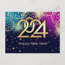Gelukkig Nieuwjaar 2024. vuurwerk Briefkaart