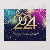 Gelukkig Nieuwjaar 2024. Vuurwerk Feestdagenkaart (Voorkant)