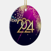 Gelukkig Nieuwjaar 2024. vuurwerk Keramisch Ornament (Rechts)