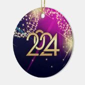 Gelukkig Nieuwjaar 2024. vuurwerk Keramisch Ornament (Links)