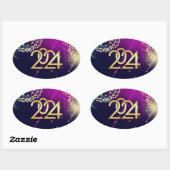 Gelukkig Nieuwjaar 2024. vuurwerk Ovale Sticker (Vel)