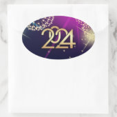 Gelukkig Nieuwjaar 2024. vuurwerk Ovale Sticker (Tas)