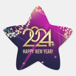 Gelukkig Nieuwjaar 2024. vuurwerk Ster Sticker